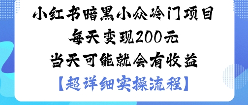 小红书暗黑小众冷门项目每天变现2张当天可能就会有收益-资源云