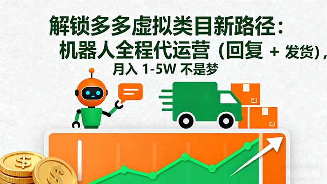解锁多多虚拟类目新路径：机器人全程代运营(回复 + 发货-资源云