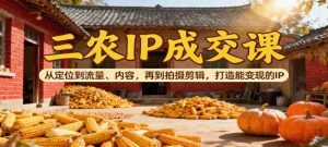 三农IP成交课 从定位到流量、内容 再到拍摄剪辑 打造能变现的IP-资源云
