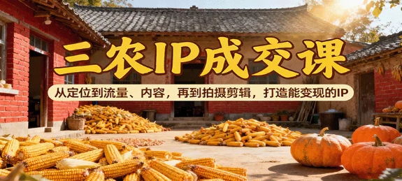 三农IP成交课 从定位到流量、内容 再到拍摄剪辑 打造能变现的IP-资源云