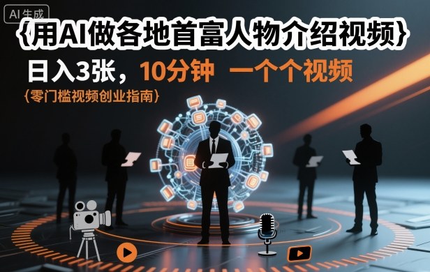 用AI做各地首富人物介绍视频，日入3张，10分钟一个视频-资源云