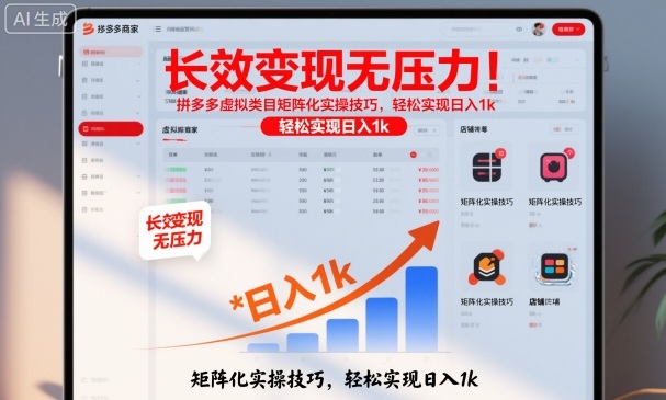 长效变现无压力！拼多多虚拟类目矩阵化实操技巧，轻松实现日入1k【揭秘】-资源云
