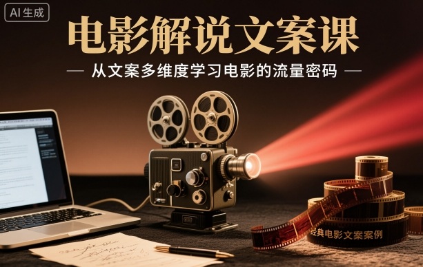 电影解说文案课，从文案多维度学习电影的流量密码-资源云