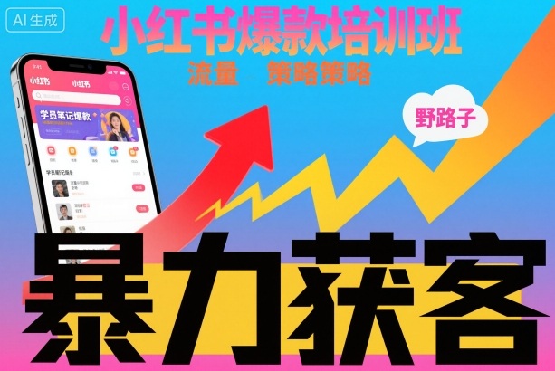 小红书爆款培训班，小红书获客野路子流量打法，暴力持续获客-资源云