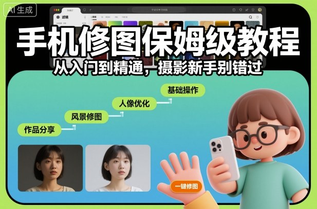 手机修图保姆级教程，从入门到精通，摄影新手别错过-资源云