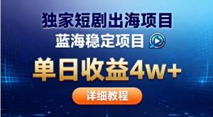 全网独家短剧出海掘金，蓝海红利，单日最高收益5w+，别卷国内了【揭秘】-资源云