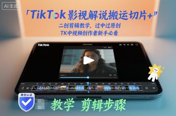 TikTok影视解说搬运切片+二创剪辑教学，过中过原创，TK中视频创作者新手必看-资源云