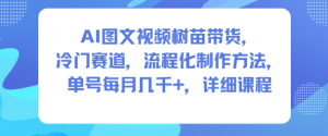 AI图文视频树苗带货，冷门赛道，流程化制作方法，单号每月几K，详细课程-资源云