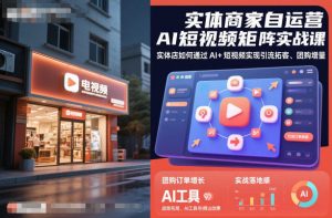 实体商家自运营AI短视频矩阵实战课,实体店如何通过AI+短视频实现引流拓客、团购增量-资源云