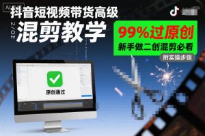 抖音短视频带货高级混剪教学,99%过原创,新手做二创混剪必看-资源云