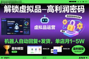 解锁虚拟品高利润密码:机器人自动回复+发货,单店月1-5W【揭秘】-资源云