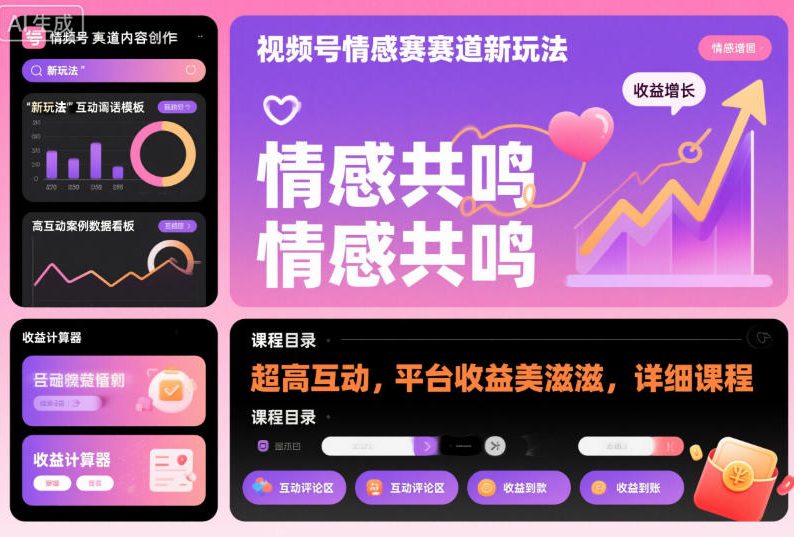 视频号情感赛道新玩法，超高互动，平台收益美滋滋，详细课程-资源云