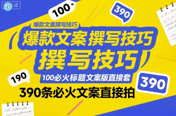 爆款文案撰写技巧，100个必火标题文案模版直接套，390条必火文案直接拍-资源云