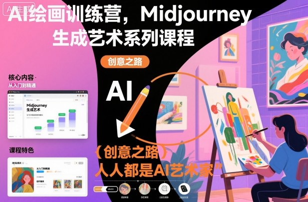 AI绘画训练营，Midjourney生成艺术系列课程，人人都是AI艺术家-资源云