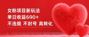 女粉项目新玩法单日收益6张+不违规不封号高转化-资源云