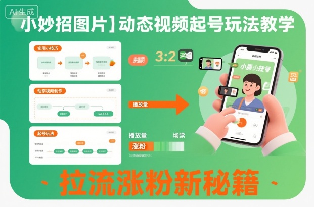 小妙招图片＋动态视频起号玩法教学，拉流涨粉新秘籍-资源云
