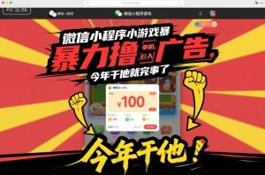 微信小程序小游戏暴力撸广告，单机日入100，今年干他就完事了-资源云