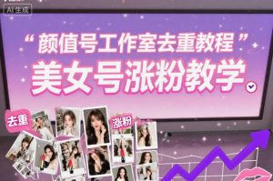 颜值号工作室去重教程，美女号涨粉教学-资源云