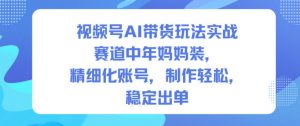 视频号AI带货玩法实战，赛道中年妈妈装，精细化账号，制作轻松，稳定出单-资源云