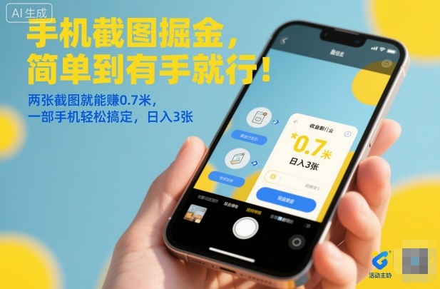 手机截图掘金，简单到有手就行！两张截图就能賺0.7米，一部手机轻松搞定，日入3张【揭秘】-资源云
