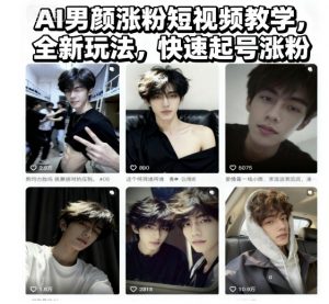 AI男颜涨粉短视频教学，全新玩法，快速起号涨粉-资源云