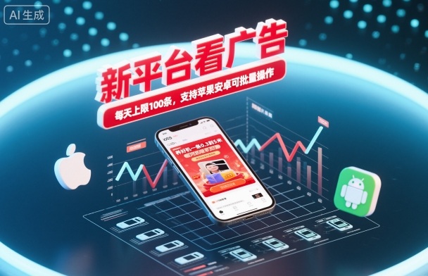 新平台看广告，养好机一条0.3到5米，每天上限100条，支持苹果安卓可批量操作-资源云