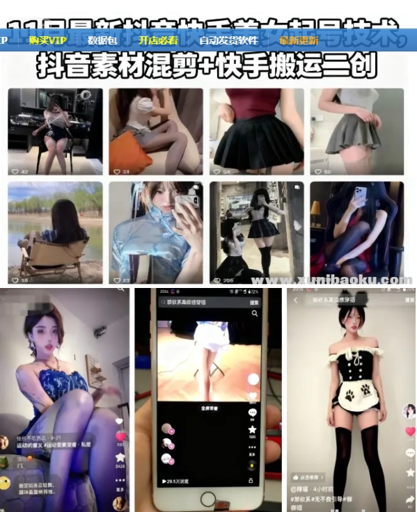 11月最新抖音快手美女起号技术 抖音素材混剪+快手搬运二创-资源云