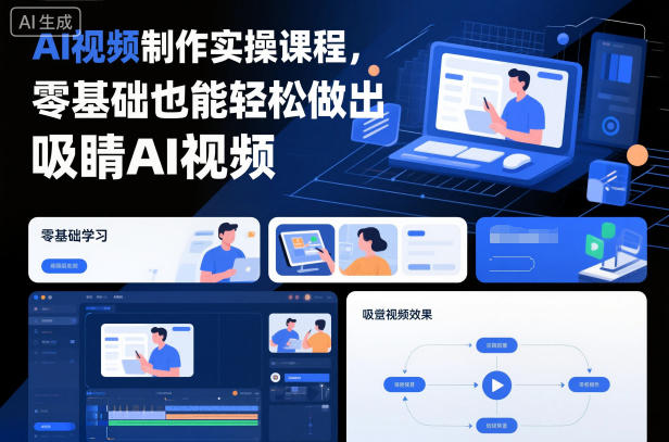 AI视频制作实操课程，零基础也能轻松做出吸睛AI视频-资源云