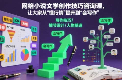 网络小说文学创作技巧咨询课，让大家从“懂行情”提升到”会写作”的高度-资源云