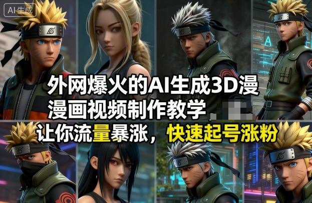 外网爆火的AI生成3D漫画视频制作教学，让你流量暴涨，快速起号涨粉！-资源云