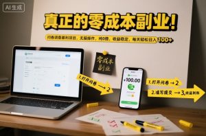 真正的零成本副业!问卷调查暴利项目,无脑操作,纯0撸,收益稳定,每天轻松日入100+【揭秘】-资源云