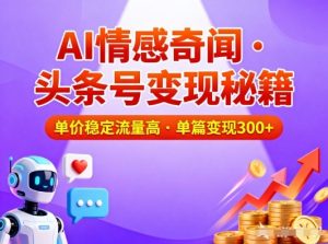 头条号做AI情感奇闻内容,单价稳定流量高,一篇变现3张-资源云