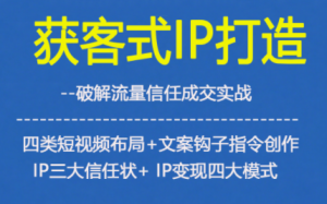 获客型IP打造,破解流量信任成,四类短视频布局+文案钩子指令创作IP三大信任状+IP变现四大模式-资源云