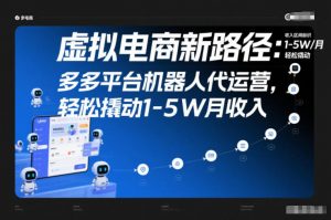 虚拟电商新路径:多多平台机器人代运营,轻松撬动1-5W月收入【揭秘】-资源云