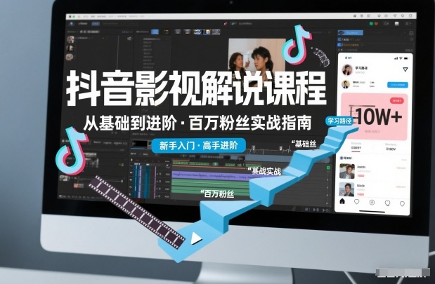 抖音百万粉丝影视解说课程，基础到进阶课，适合新手和进阶学习-资源云