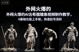 外网火爆的AI古希腊雕像视频制作教学，0基础也能上手做，快速起号涨粉-资源云