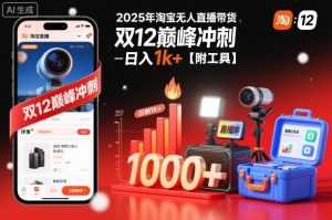 2025年淘宝无人直播带货，冲刺双12，日入1k+【附工具】【揭秘】-资源云