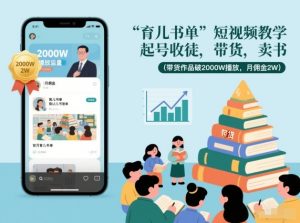 育儿书单短视频教学,起号收徒,带货,卖书(带货作品破2000W播放,月佣金2W)-资源云