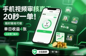 手机视频审核真香!20秒一单,随时随地可做,单日收益4张,小白零门槛冲【揭秘】-资源云