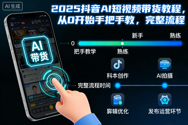 2025抖音AI短视频带货教程，从0开始手把手教，完整流程-资源云
