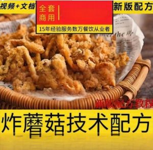 4套炸蘑菇商业教程炸蘑菇配方制作技术教程炸蘑菇摆摊小吃技术-资源云