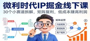 微利时代IP掘金线下课 30个小赛道拆解 矩阵复利 低成本赚高利润-资源云