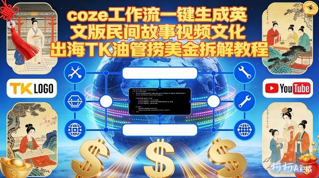 Coze扣子工作流一键生成英文版民间故事视频，文化出海TK油管捞美金拆解教程-资源云