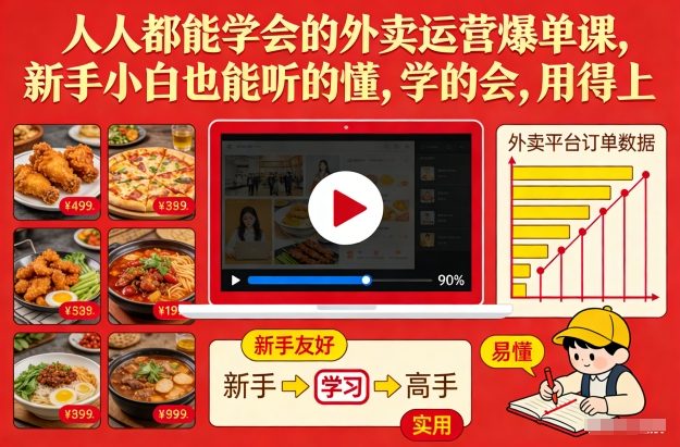 人人都能学会的外卖运营爆单课，新手小白也能听的懂，学的会，用得上-资源云