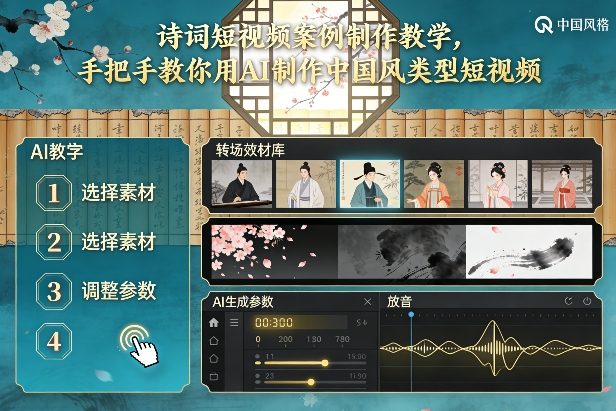 古诗词短视频案例制作教学，手把手教你用AI制作中国风类型短视频-资源云