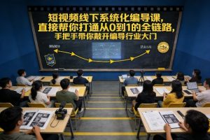 短视频线下系统化编导课，直接帮你打通从0到1的全链路，手把手带你敲开编导行业大门-资源云
