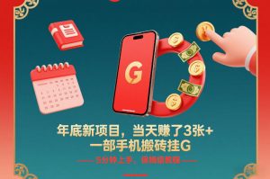 年底新项目,当天賺了3张+,一部手机搬砖挂G,5分钟上手,保姆级教程【揭秘】-资源云