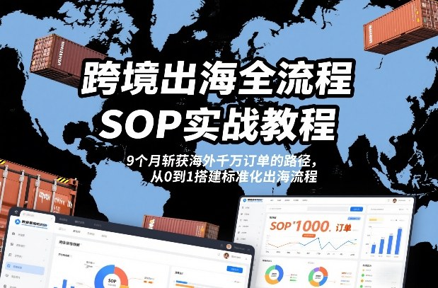 跨境出海全流程全盘托出SOP实战教程，9个月斩获海外千万订单的路径，从0到1搭建标准化出海流程-资源云