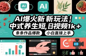 AI爆火新玩法，中式养生短视频，日收益1k+条条作品爆款，小白直接上手，附详细教程-资源云