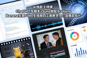 AI电影大师课：ChatGPT写脚本+Suno做配乐+Nano Banana生图+Veo生视频，打造爆款短片-资源云
